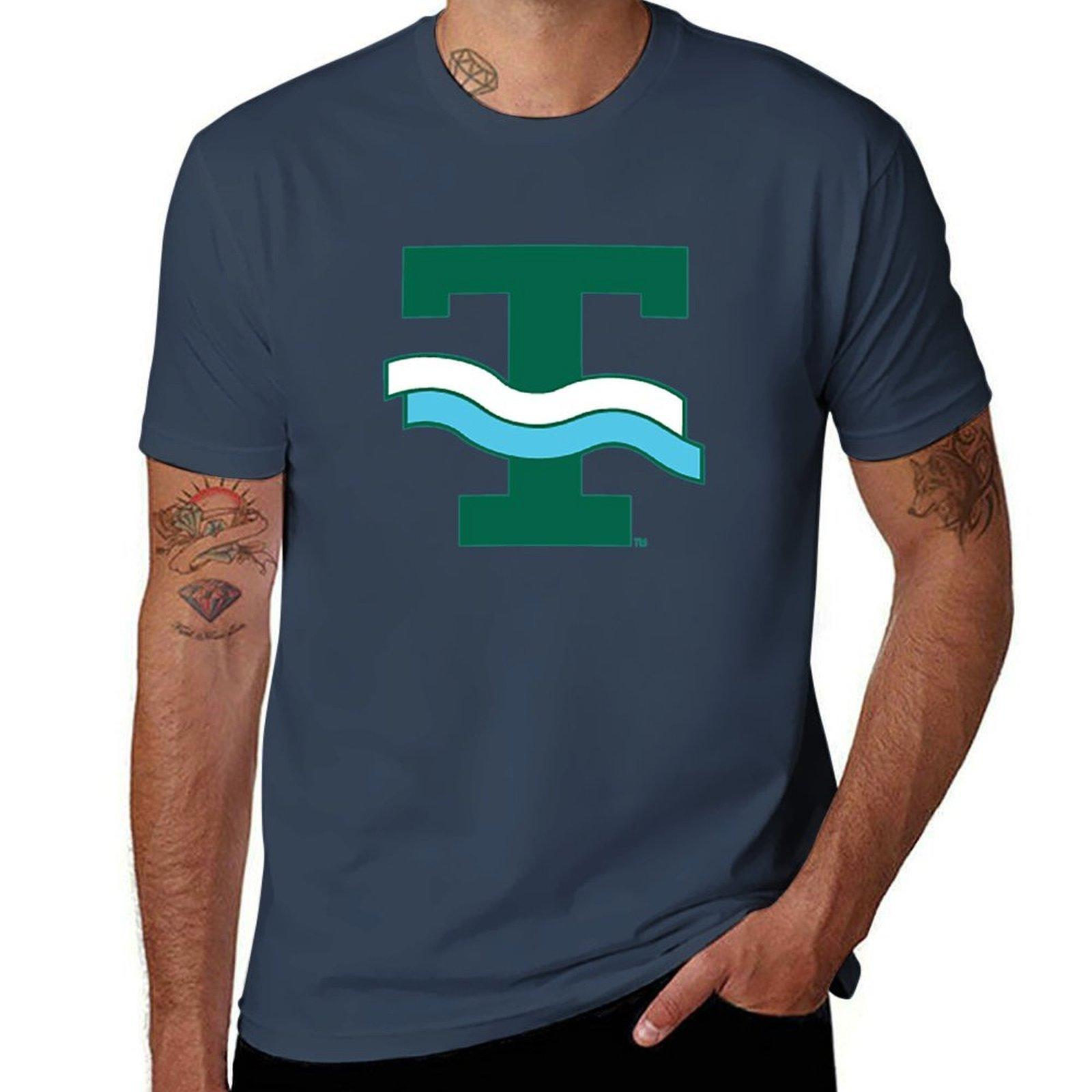 Tulane Green Logo Wave Vintage University TShirt Casual Breathable Short Sleeve Top S