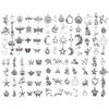 Set di 100 Ciondoli Gatto Farfalla Luna Argento Antico per Braccialetti e Collane Fai da Te