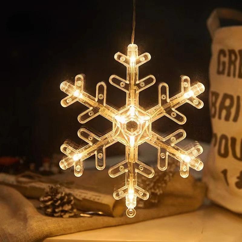 1-20PCS LED Christmas Suction Cup Lights Fawn Bell Pine Tree Star Father Christmas Window Wall Lights Holiday Decoration Lights