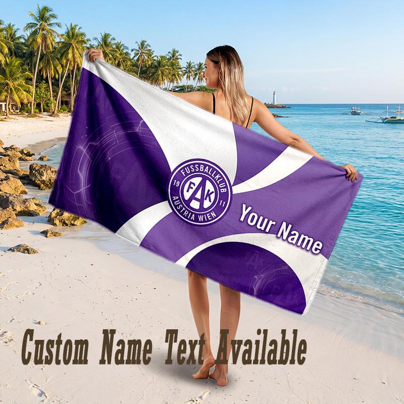 Austria Wien FC Design Beach Towel Custom Text Large Towel for Beach Vacation