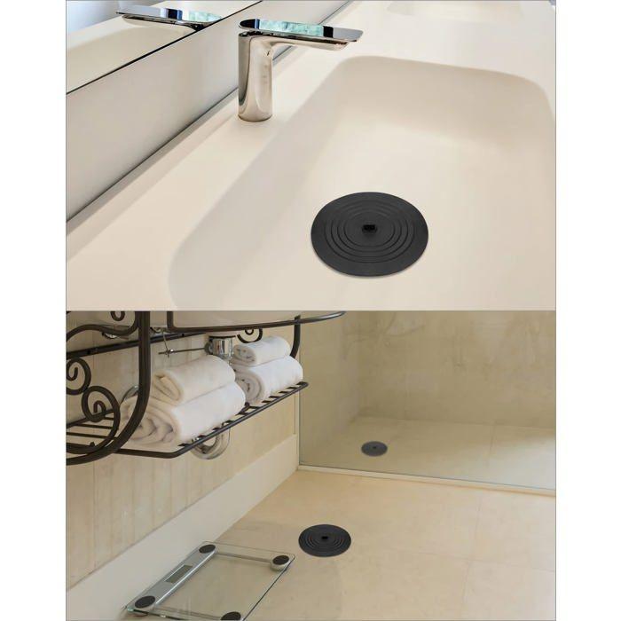 Bouchon de vidange - AIMOONSA - 15 cm - Lot de 2 - Silicone - Noir