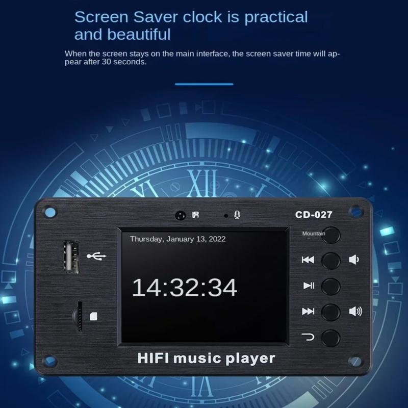 Upgrades MP3 Playback Panel with 2.8" Display Blue Tooth 5.1 LCD Display with Stereo Output Blue Tooth Connectivity