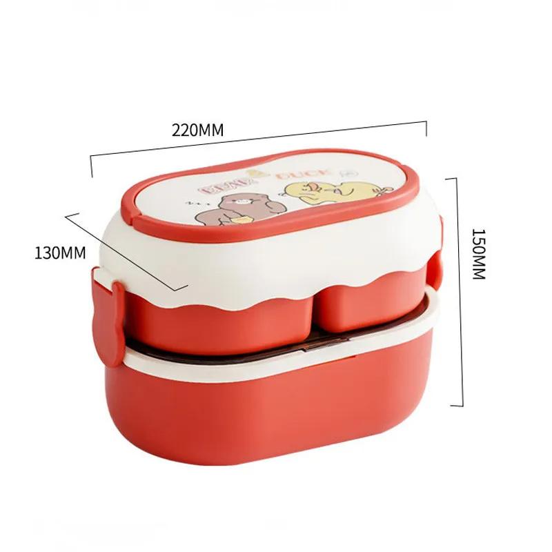 Portable Kawaii Lunch Box For Girls School Kids Plastic Picnic Bento Box Microwave Food Box With Compartments Storage Containers