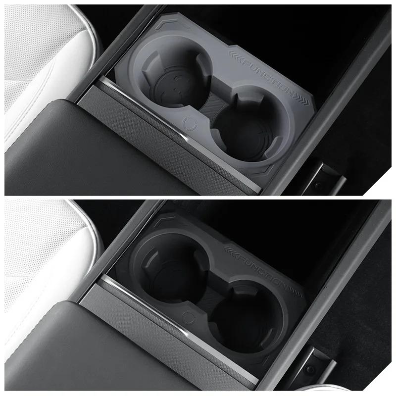 Rear Seat Water Cup Support Central Control Cup Holder for Tesla Model Y LAUNCH 2025/Model 3+ Highland Limiter Drink Coaster Pad