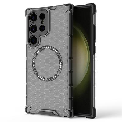 Für Samsung Galaxy S25 Ultra Hülle Kompatibel mit MagSafe Wabenmuster TPU+PC Handyhülle