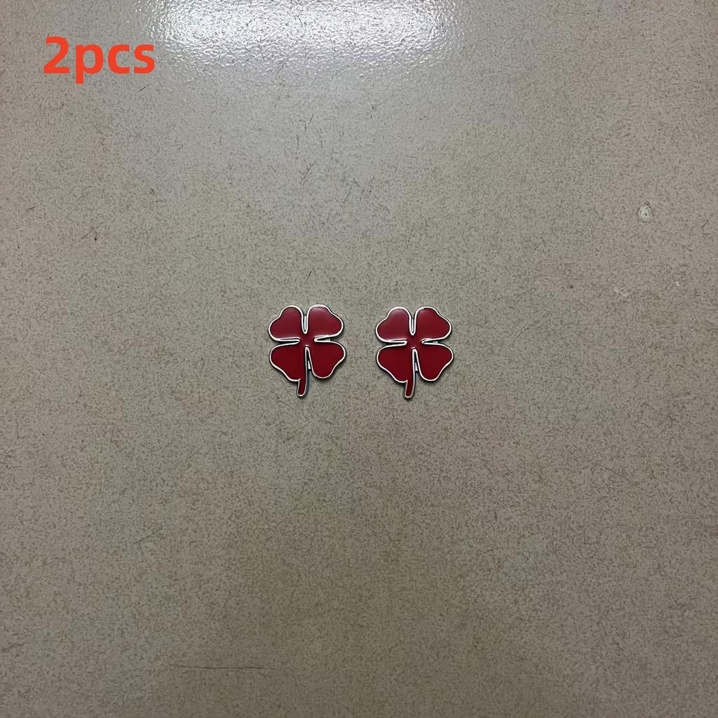 2pcs Car Decal Set, Emblem Modification, Metal Side Badge, Exterior Accessories, Waterproof and Sunproof Four-Leaf Clover Tail Badge,