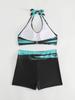 2024 Women's European & American Print Crisscross Halter Bikini Swimsuit