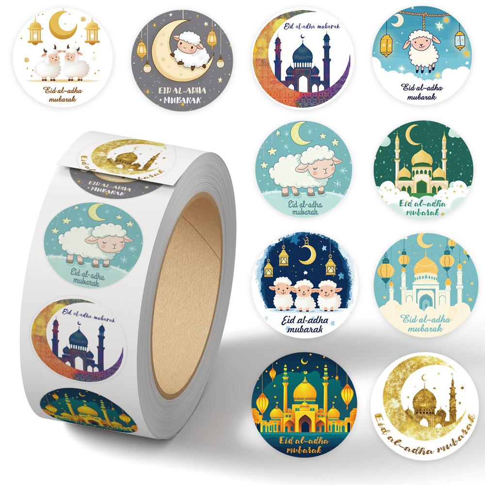 500pcs/Roll Mubarak Eid al Adha Festive Graffiti Stickers Lamb Cartoon Decal DIY Guitar Luggage Suitcase Waterproof Cute Sticker