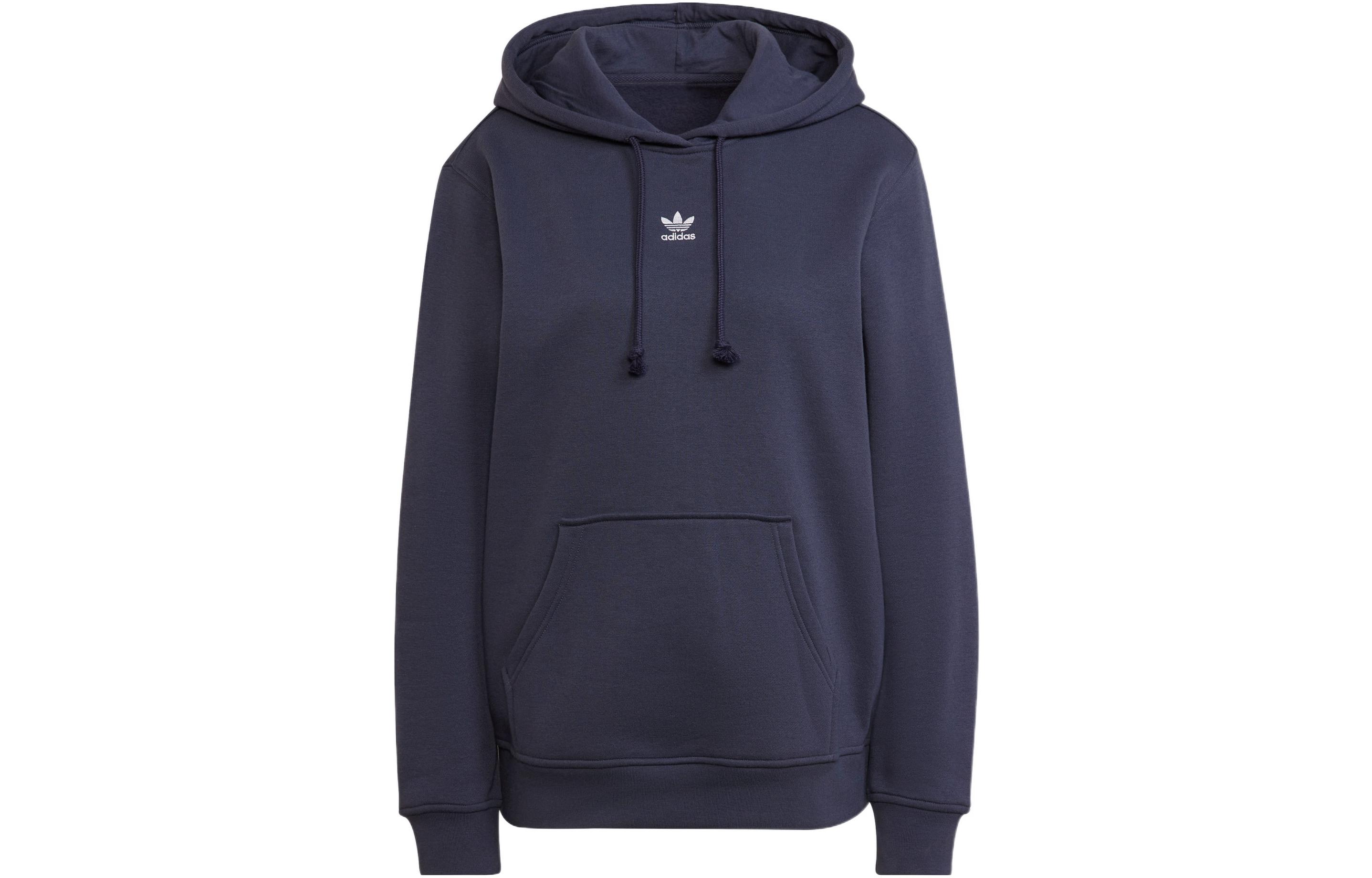 Adidas Originals Hooded Comfortable Fleece Lined Long Sleeved Sweatshirt Women s Blue HF7506 30