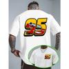 Men's Vintage Sporty T-Shirt with Lightning Bolt & Letter Print - High Street for Summer Casual Round Neck Short Sleeve Tee, Machine Washable