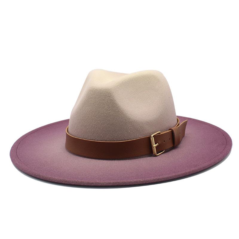 Spray Paint Gradual Change Color Jazz Hat Men And Women Woolen Top Hat