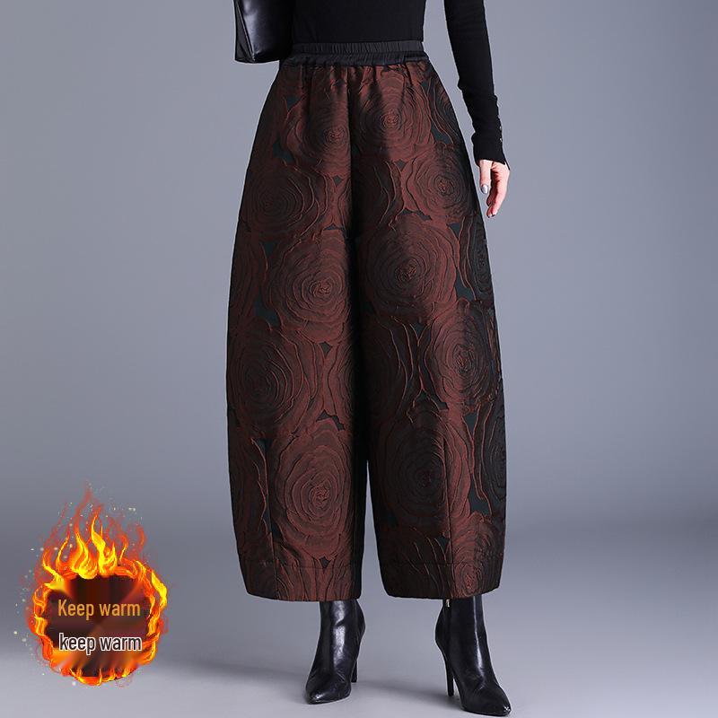 

Женские осенне-зимние брюки-клеш с жаккардовым тиснением 4XL