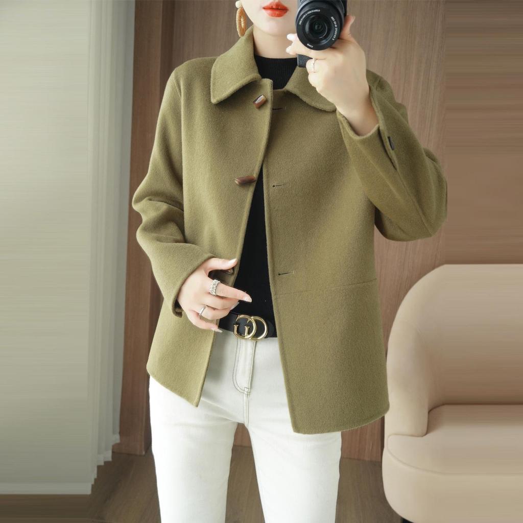 Manteau Court en Cachemire Double Face Haut de Gamme pour Femme Automne/Hiver 2025 - Manteau d'Extérieur en Laine Tendance pour Petite