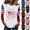 Top Pullover Casual Alla Moda da Donna a Manica Corta Stampato con Girocollo