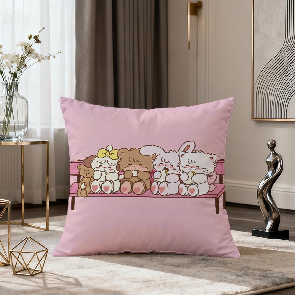 Cartoon Fun Art Pink Kawaii MMikko Cute Soft Comfort Pillowcase for Sofa Nap Living Room Party Home Pet Decor Pillowcover