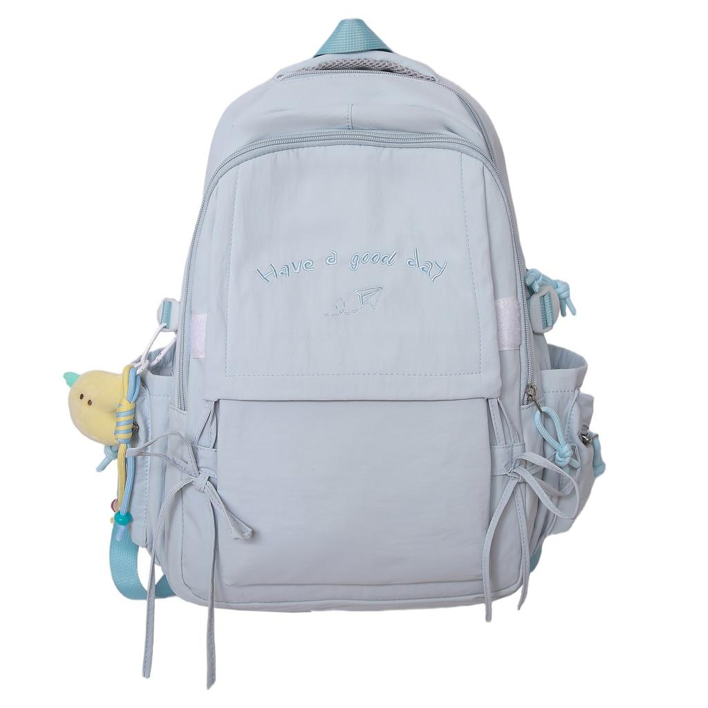 Schoolbag Japanese Style Light Solid Color Backpack Outdoor Travel Large Capacity Backpack Casual Versatile College Student Commuting Schoolbag
