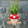 Swing Mushroom Hanging Planter Cartoon Mushroom Flower Pot Resin Succulents Planter