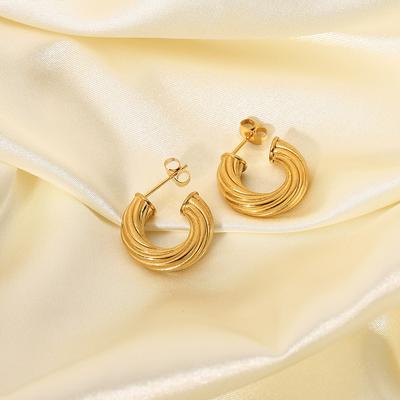 European and American INS Internet Celebrity Fashion 18K Gold Plated Earrings Stainless Steel Twist Earrings Titanium Steel Earrings