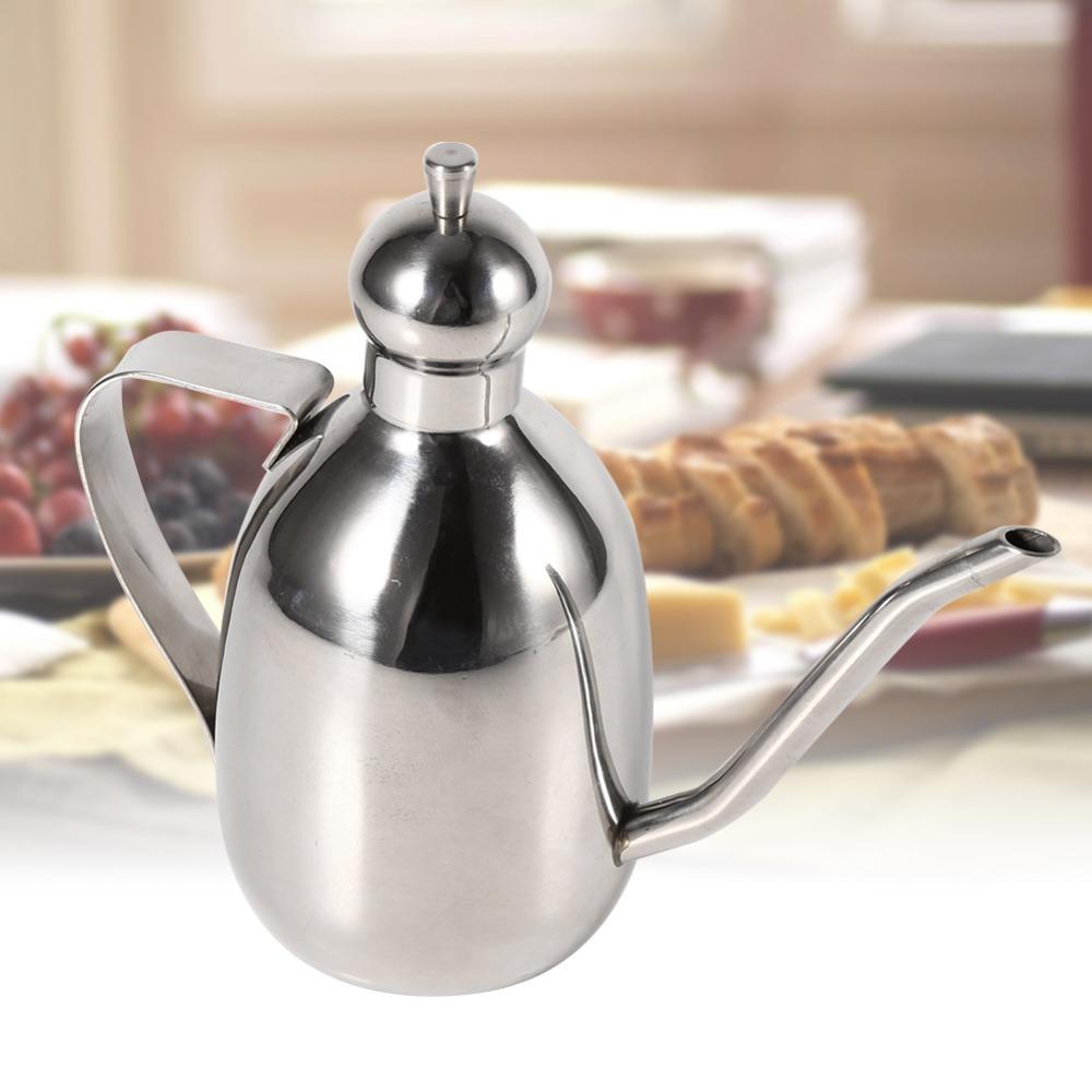 Stainless Steel Oil Dispenser Bottle 350ml Long Spout Oil Bottle Vinegar Dispensing