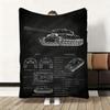 Tanks Blueprint Black  Heavy Tank Throw Flannel Fluffy Soft Blanket Warm Skin-Friendly Throw for Sofa Bed Office Nap Winter