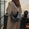 Spring Summer New Vintage Wide Strap Shoulder Crossbody Bag Premium Texture Commuter Bucket Bag