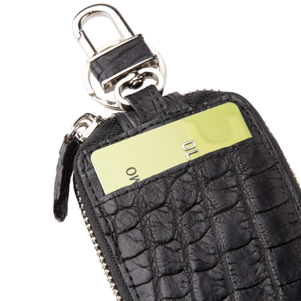 [Revetta] Crocodile Leather Smart Key Case, Black, Genuine Leather, Men's, Matte Finish [083-1crk-1]