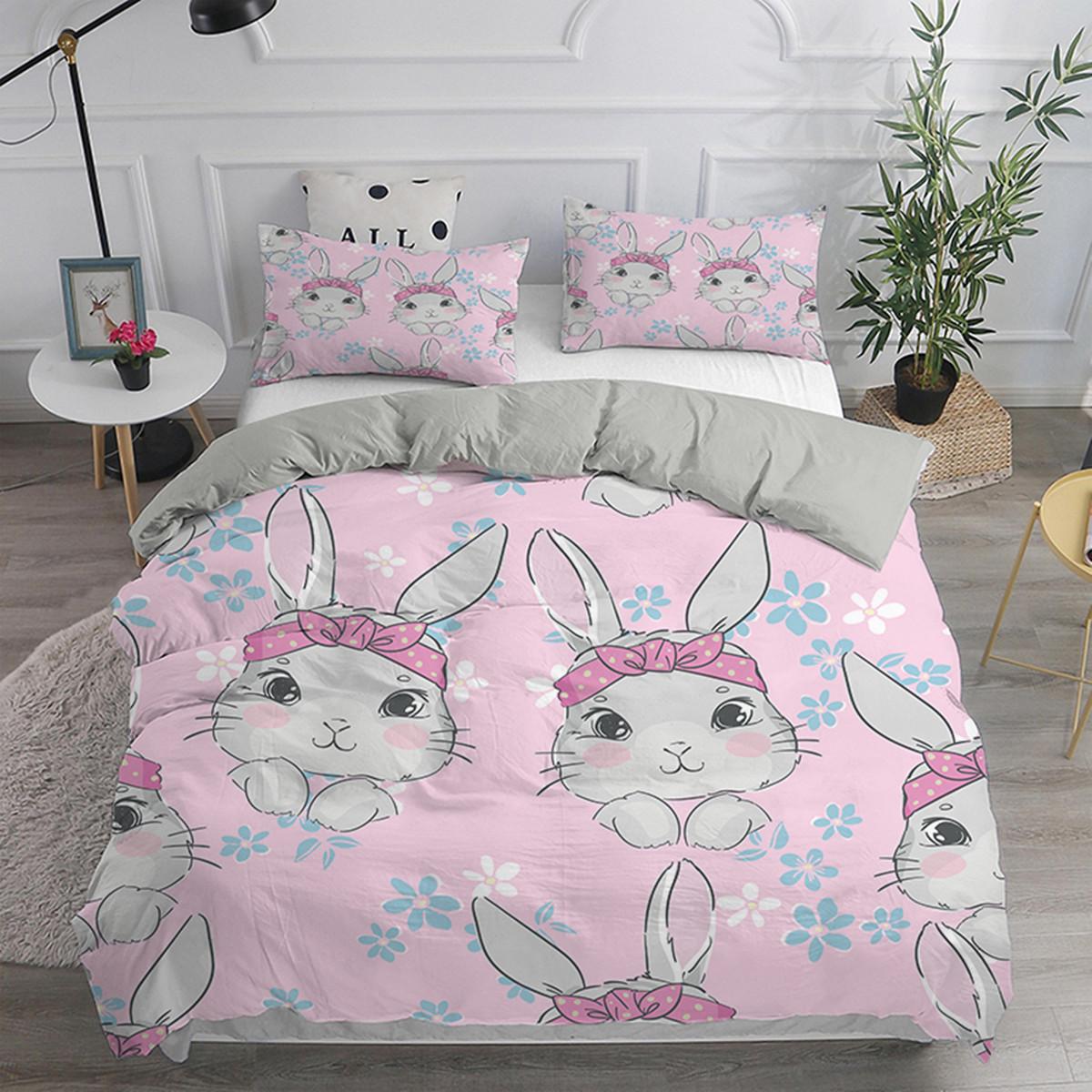 

Мультяшный кролик для детей, для девочки, для мальчика, подарок, пододеяльник, кролик, полиэстер, чехол для одеяла, тема мультяшных животных для украшения спальни 70x133cm 2pcs