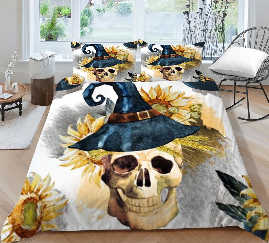Zestaw pościeli 3D Pościel 3D Nadruk Czaszki Kołdra Poszewka na kołdrę Zestaw Prezent Festiwalowy Chłopiec Mężczyzna Poszewka na kołdrę z mikrofibry