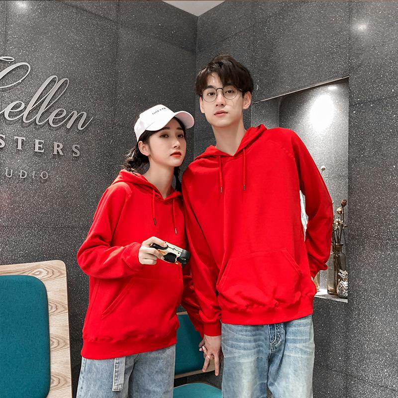 Versatile Autumn Couple Hoodies: Fashionable Solid Color Casual Pullover