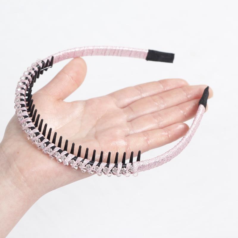 Nonslip Toothed Elastic Rhinestone Hair Hoops Glitter Trendy Hair Accessories for Women Graduation Ceremony Use
