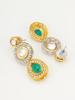 Gold-Plated Green & White Stone-Studded & Beaded Handcrafted Jewellery Set