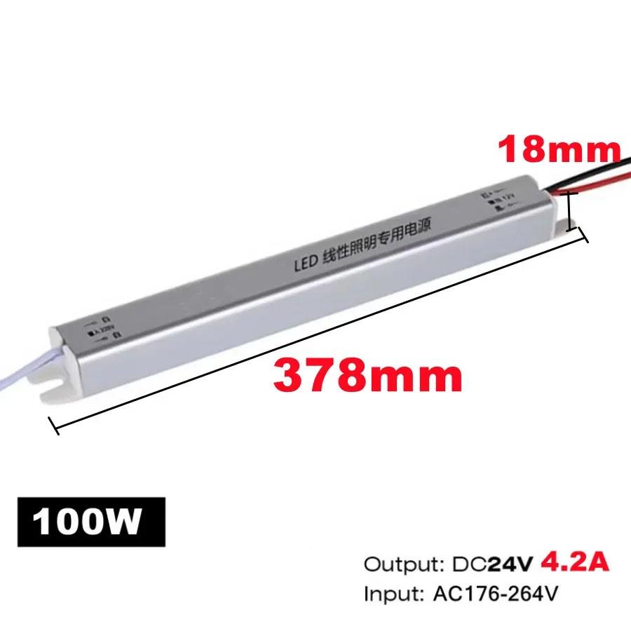 12V/24V Ultratynn Switching Power LED Driver Strømforsyning AC 220V Belysningstransformator for LED-stripe 24W 36W 48W 60W 72W 100W