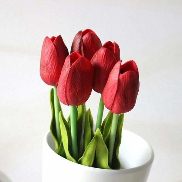 2/4/6Pcs Real Touch Tulip Artificial Flower for Home Decoration Fake Tulips Bouquet Wedding Garden Decoration
