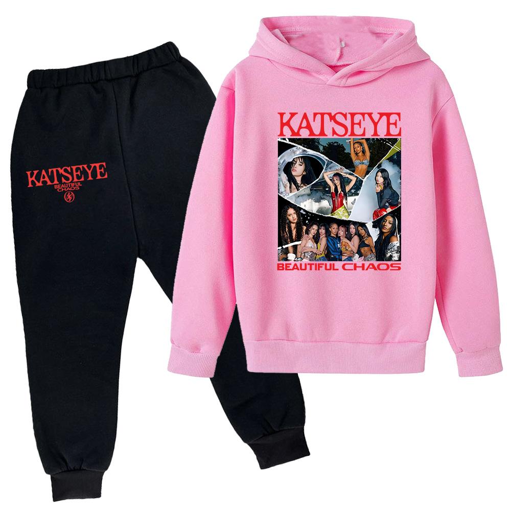 Plush Long Sleeved Pants Loose Pullover Hoodie Set For Children