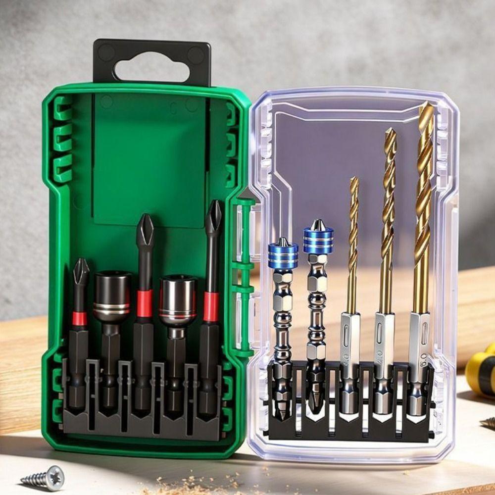 10/15 Pieces Impact Driver Bit Set S2 Steel Hex Shank Screwdriver Bits Kit Magnetic Impact Resistant Hex Shank Bit Set