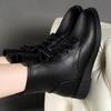 Fashion Giant Versatile Soft Leather Martin Boots Women's Autumn and Winter New Boots Fleece Thickened Flat Boots Women's