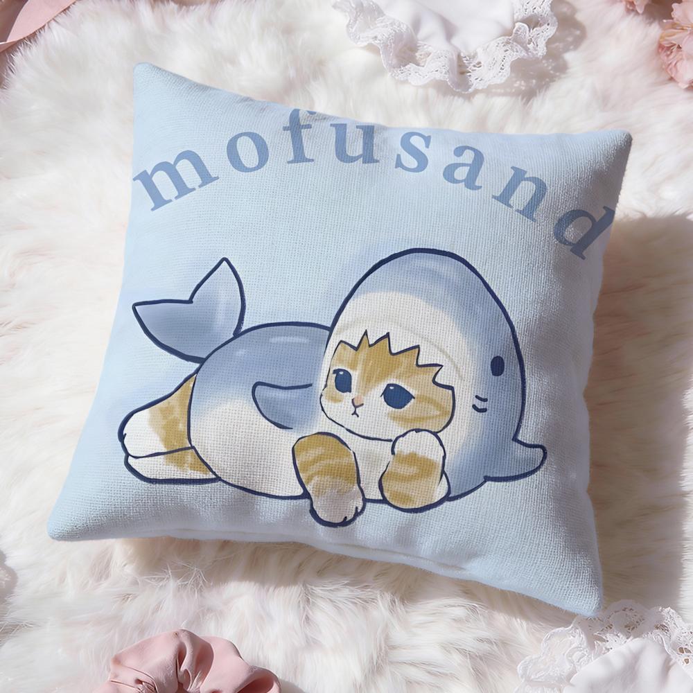 Cute M-MofusandS Cushion Cover Premium Comfort Reversible Pillow Cove -Two in One Design for Any Room & Car Interior
