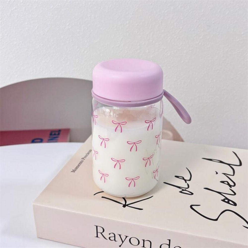 Creative Large Capacity Water Bottle 400ml/600ml Transparent Drinking Kettle Pink Bow Water Cup Bubble Tea Coffee