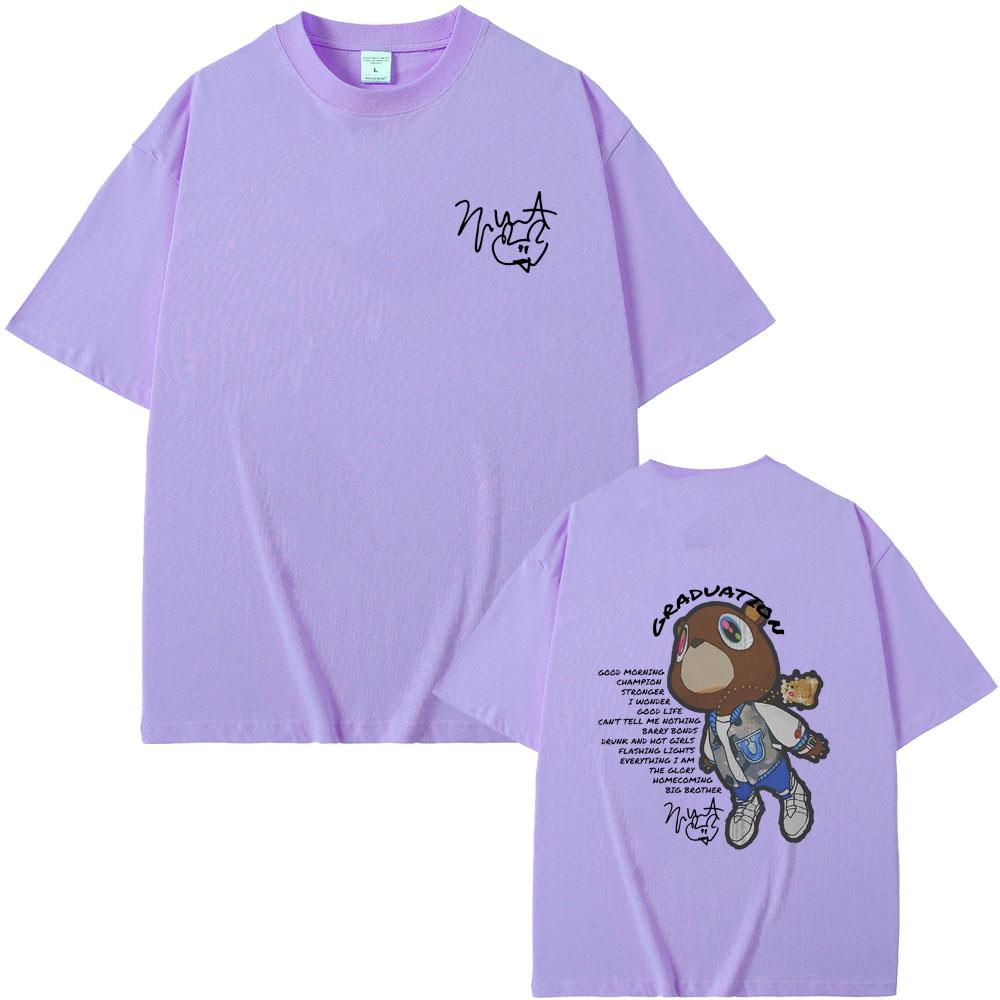 Rapper Kanye West Graduation Double Sided Graphic T-shirt Men Women Hip Hop Oversized O-collar Tshirt Male Kanye Black T Shirts