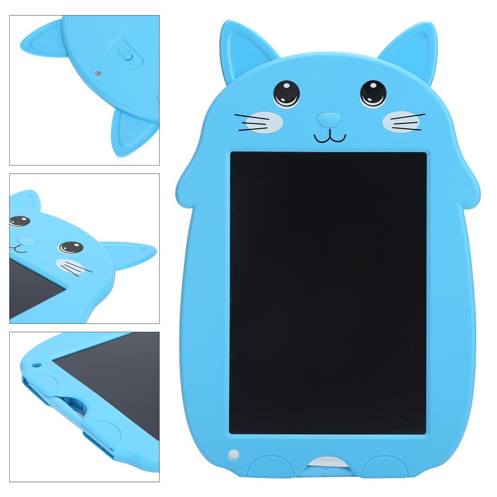 9in LCD Writing Tablet Cartoon Cat Digital Drawing Board with AntiErasing Lock for Children(Blue )