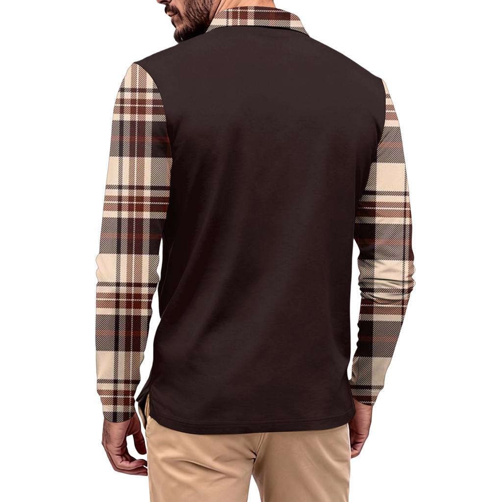 Męska długa, z długim rękawem, kołnierzykiem, zapinana na guziki, z kieszenią, codzienna bluzka