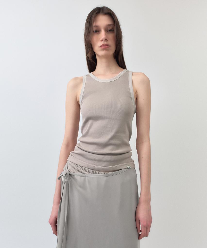 Simeteuligpeosenteu Chiffon Rib Jersey Sleeveless / Beige