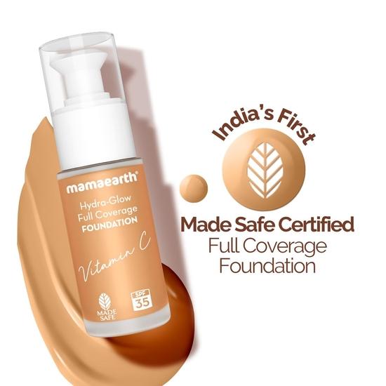 Mamaearth Hydra-Glow Full Coverage Dewy Finish tekutý make-up s vitamínem C a kurkumou - 30 ml | Plné krytí