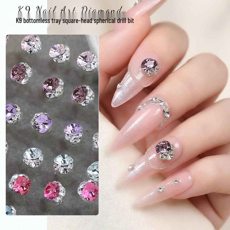 Flash K9 6mm Fat Square Rhinestones for Nail Art - Multi-faceted, No Base Holder, Wearable Nail Accessories