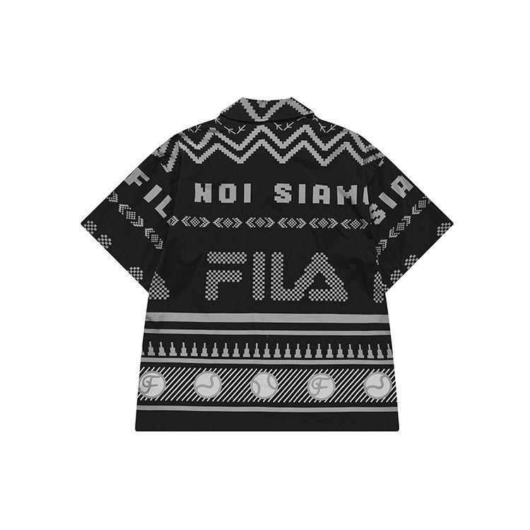 Fila Fusion Letter Logo Printed Woven Shirt Men Shirts Deep-Black T11M233402FBK