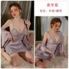 Women's Satin Lace Mesh Deep V Padded Backless Sleep Dress with Robe Lounge Set