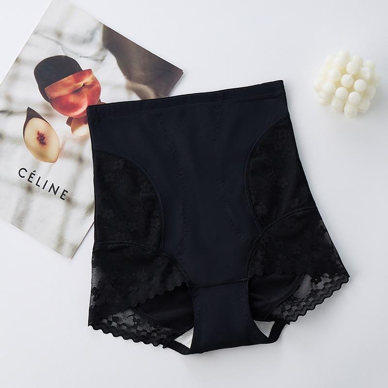 

High Waist Lace Patchwork Tummy Control Hip Lifting Women Slim Shape Briefs M чёрный