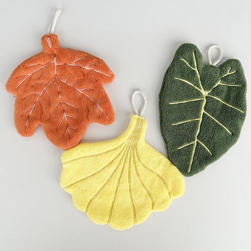 Weiches Doppellagiges Blatt-Stil Handtuch Verdicktes Saugfähiges Hängendes Handtuch Schnelltrocknendes Taschentuch Putzlappen