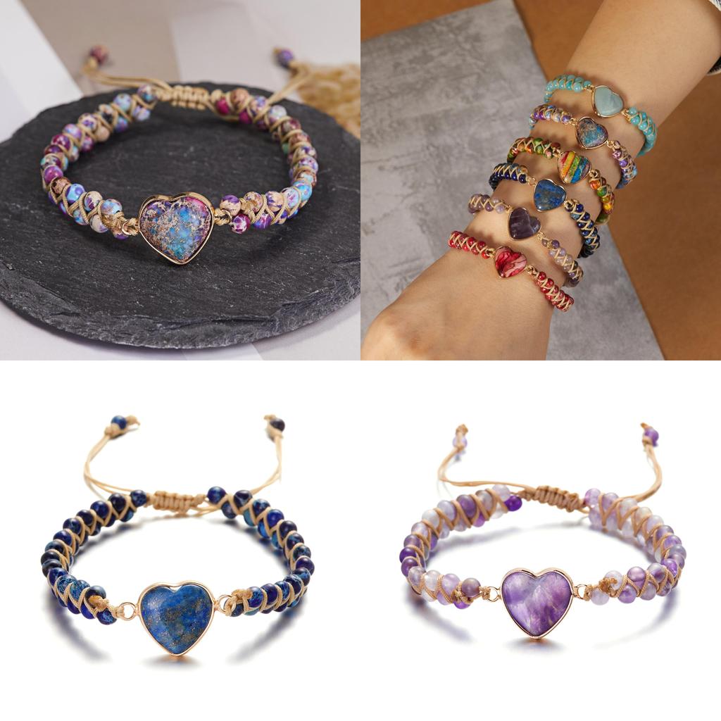 Heart Shaped Stone Wrap Bracelet For Travel And Gift Giving