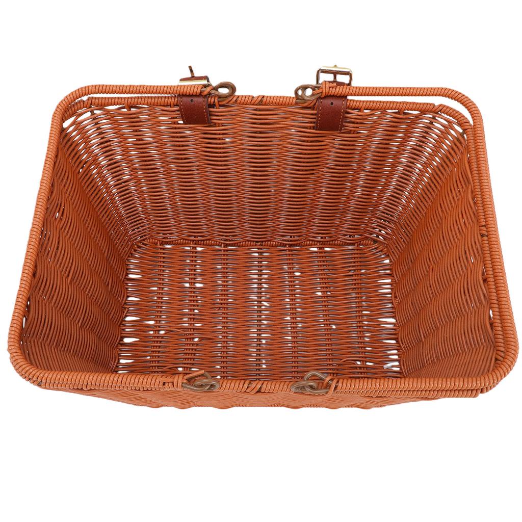 Bike Basket PP   Woven Retro   Front Bike Storage Basket with Handle for Bch Picnic